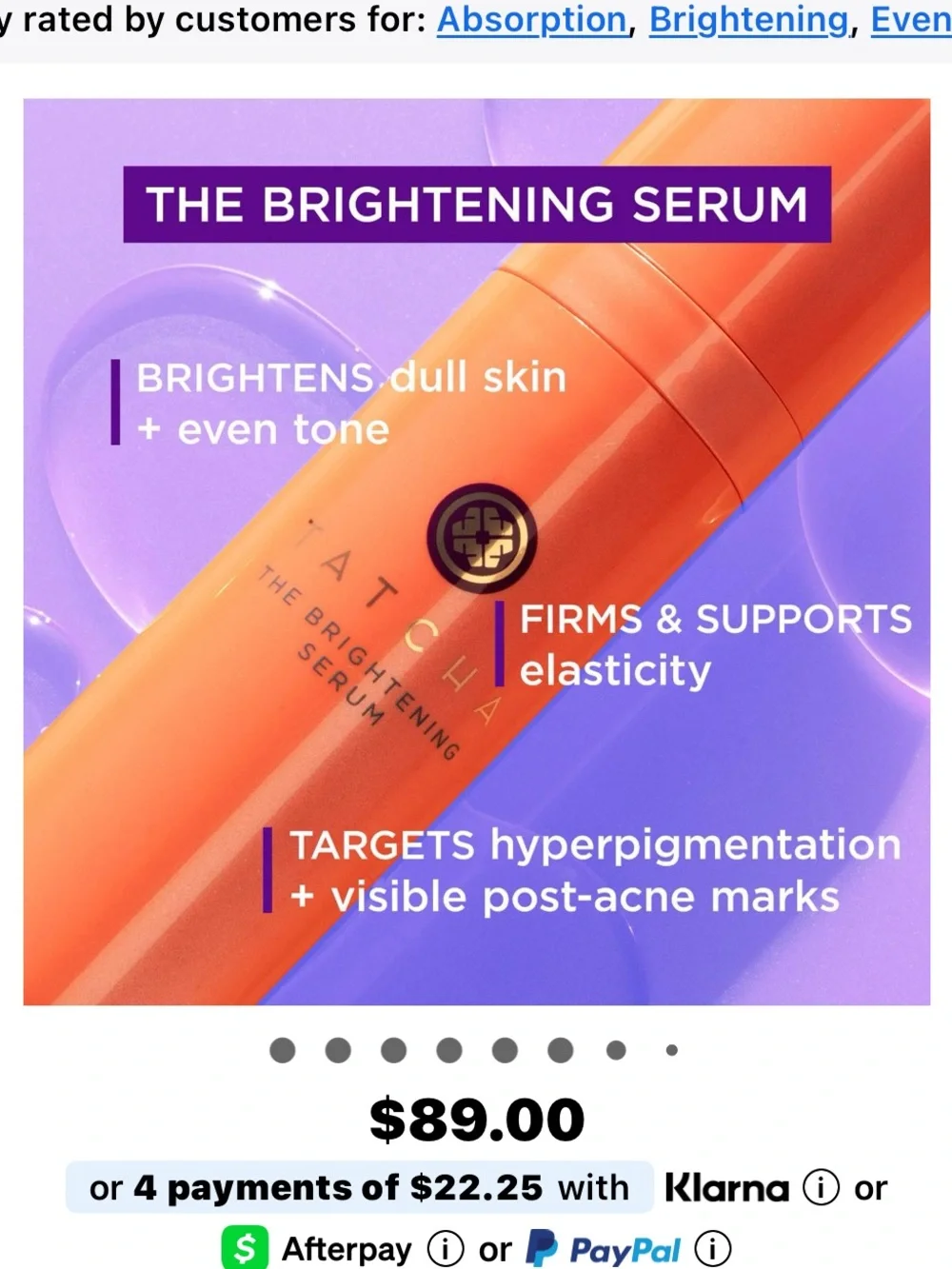 Tatcha the brightening serum 1 ounce